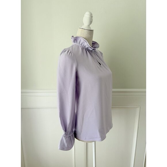 J. Crew Ruffleneck Top in 365 Crepe NWT Lavender XS - Picture 4 of 7
